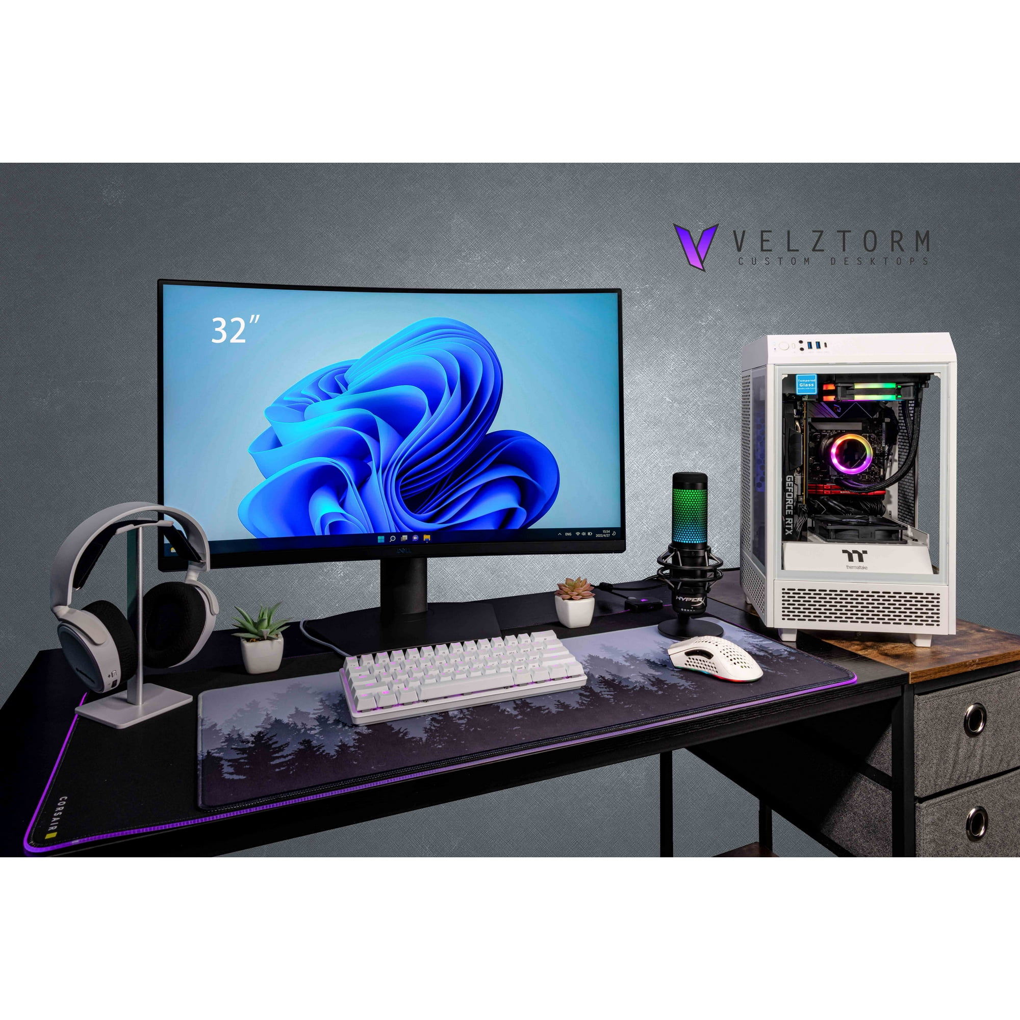 Velztorm White Vertix Gaming Custom Desktop (AMD Ryzen 9 5900X 12-Core, GeForce RTX 3080 12GB, 32GB RAM, 1TB PCIe SSD, Wifi, USB 3.2, HDMI, Bluetooth, Display Port, Win 10 Home)