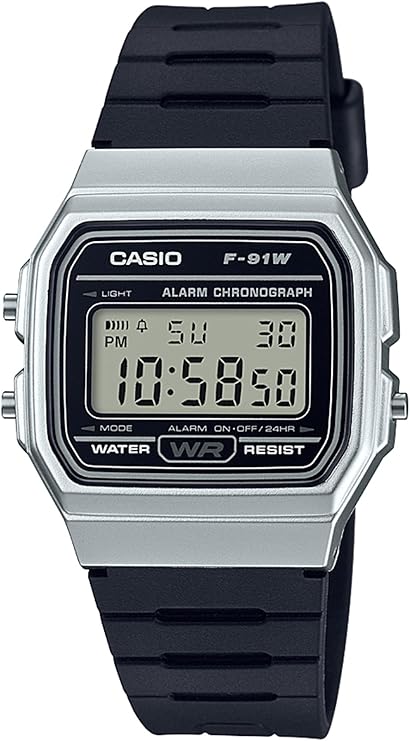 Casio F91W Series | Digital Watch | Water Resistant | LED Light | 1/100 SEC Stopwatch | Regular Time Keeping (HR, Min, SEC, PM, Date, Day) | Daily Alarm | Lightweight | 7 Year Battery