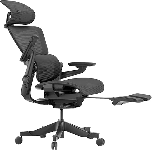 HINOMI H1 Pro V2 Ergonomic Office Chair with Footrest - Home Office Desk Chair with Lumbar Support, Mesh Office Chair with Headrest, Comfy Computer Chair with Back Support (Black, Standard)