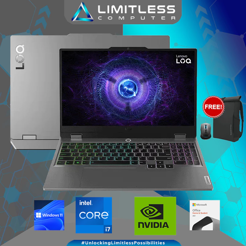Lenovo LOQ 15 RTX 4060 Intel Core i7 13650HX 12GB 512GB Win 11 OHS 2021 Laptop Gaming AGID