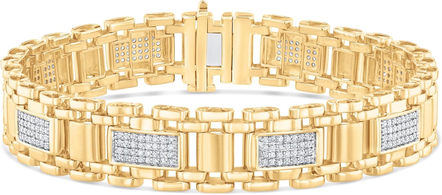1 1/2ctw Diamond Yellow Gold Bracelet | Men's | 8.5 Inches