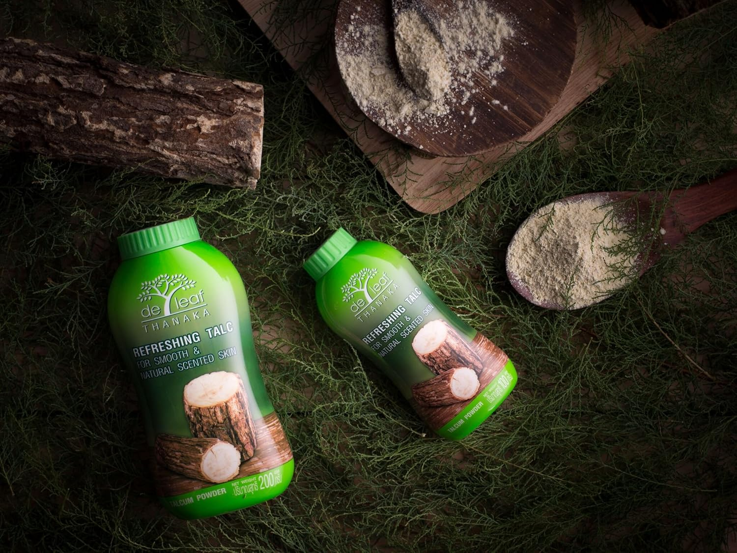 DE LEAF THANAKA Refreshing Talc Smooth and Natural Scented Skin, Talcum Powder Beauty Skincare Face Body Clean Fresh Cooling Sooth Irritation, 180 g 1 Pack Count