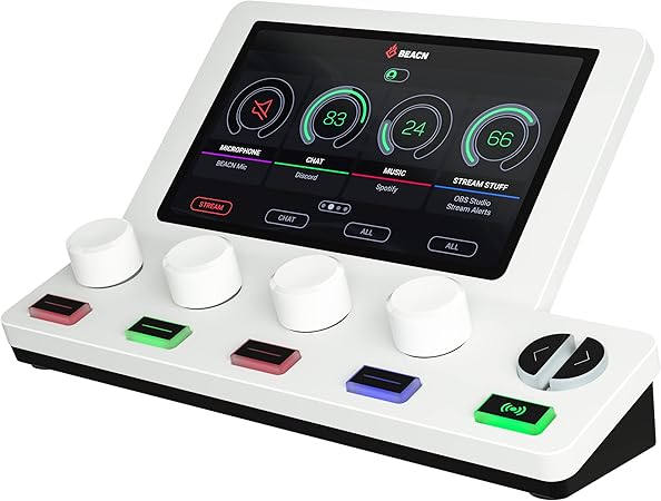 BEACN Mix Create Audio Mixer | Audio Mixer for PC & Mac | C USB Audio Mixer for Content Creators | Gaming & Podcast Mixer, Audio Mixer for Twitch & YouTube | Essential Streaming Accessories (Light)