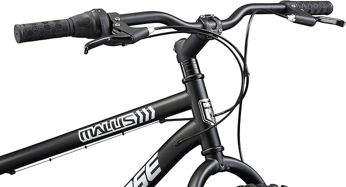 Mongoose Malus Mens and Women Fat Tire Mountain Bike, 26-Inch Bicycle Wheels, 4-Inch Wide Knobby Tires, Steel Frame, 7 Speed Drivetrain, Shimano Rear Derailleur, Disc Brakes