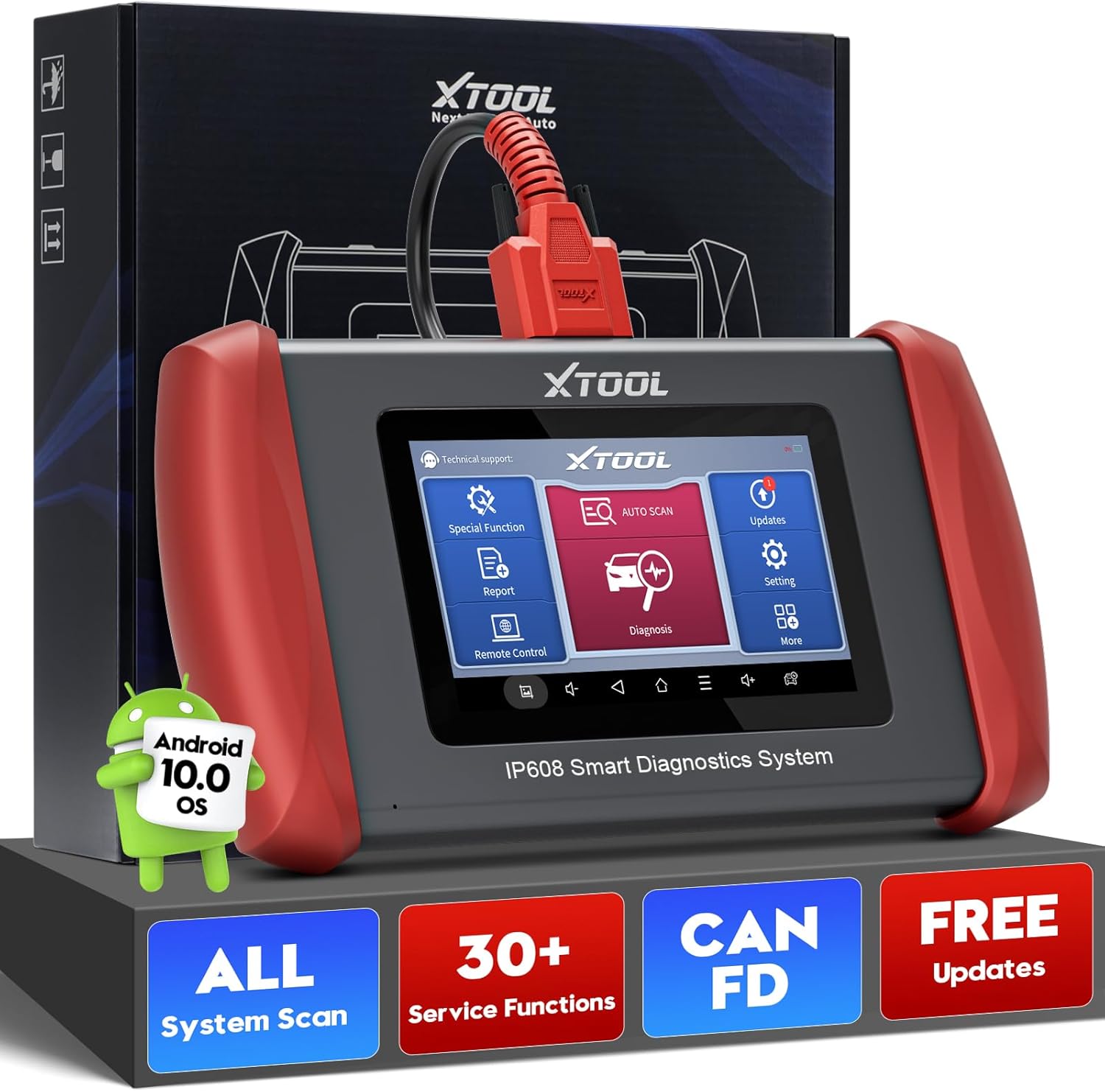 XTOOL IP608 Automotive Scanner Diagnostic Tool, All System OBD2 Scanner with 30+ Resets, ABS Bleeding, Oil/EPB/SAS/BMS/Throttle/TPMS Reset, Transmission, Injector Coding, CAN FD, Update for Life