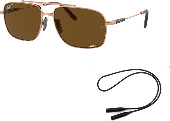 Ray-Ban RB8096 Sunglasses Bundle: RB 8096 9266AN Michael Titanium Shiny Light B and Universal Anti-slip High Quality Silicone Leash