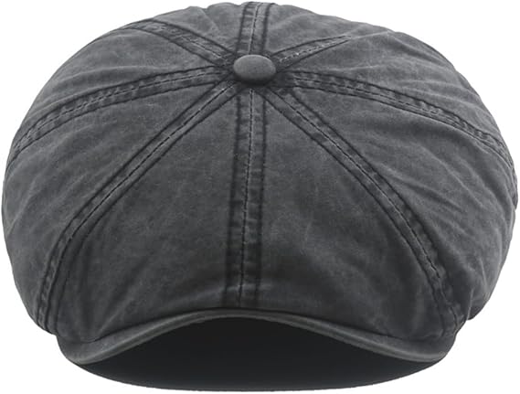 Black Octagon Hat Men's Big Circumference Full Closure Painter's Hat Vintage Old Newsboy Cap