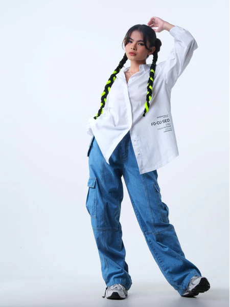 FOD Kemeja Wanita Oversize Fara Offwhite 24010F5OW