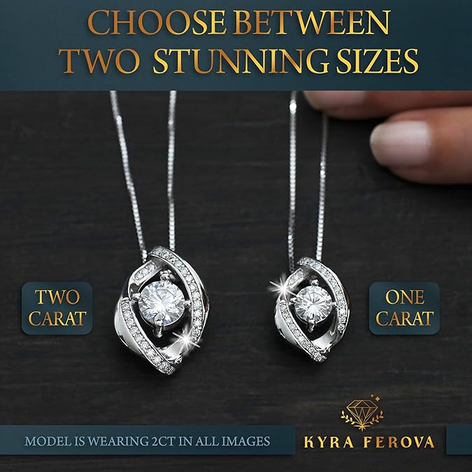 Certified Moissanite Pendant Necklace- Gift for Women- Silver Plated Necklace with Moissanite Diamond- Gift for Her, Gift for Wife Girlfriend Mother Birthday Gift