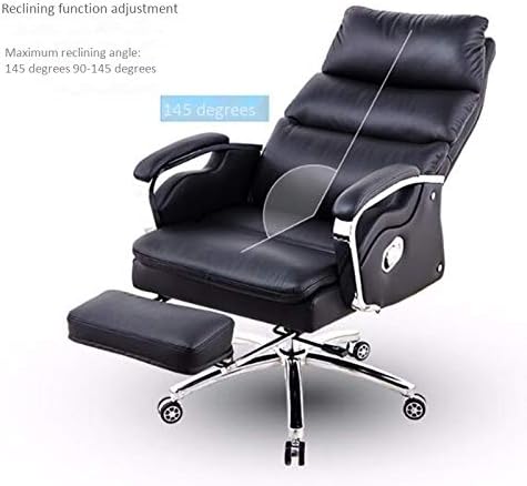Furniture Extra Padded High Back Reclining Black Faux Leather Relaxing Swivel Executive Chair with Footrest,Office Massage Chair,160 ° Large Angle Reclining