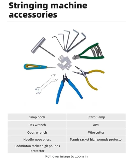 GLS High-end Automatic Tennis Stringing Machine Electronic Tabletop Tennis Racket/Racquet String Machine with Tools and Accessories - Tennis and Badminton Racket Stringer, Black