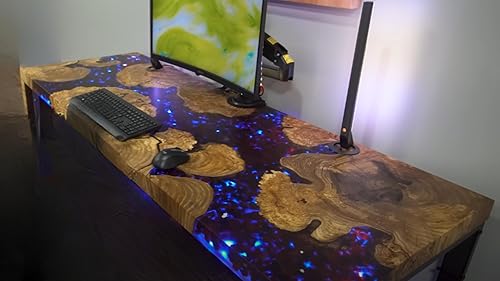 Personalized Height Adjustable Ocean Resin Epoxy Table, Sea Design Blue Epoxy Gaming Table, Live Edge Ocean Epoxy Table, Coffee Table, Living Room Table, Kitchen Table (40x80 inch)