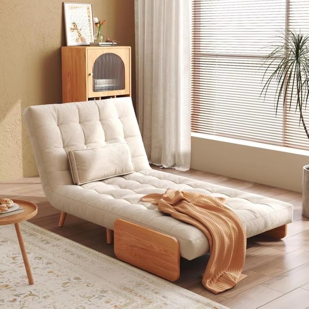 Wabi-sabi Style Chair Bed Sleeper, 3-in-1 Futon Sofa Bed Chairs, Convertible Chaise Lounge, Sofa Sleeper Futons Recliner, Home Furniture Sofa Chair for Lounge Living Room