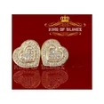 King of Bling's Real 10K Yellow Gold Heart Stud Earring with 0.25CT Diamond For Women And Men