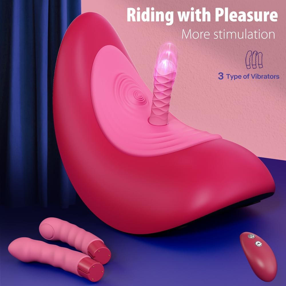 VVD Sex Saddle with 3 Attachments Riding Sex Machine for Women, Thrusting Sex Toy for Pleasure with 4 Function and Remote Control, Rovasi Wireless Adult Sex Toy Flapping Vibrator Dildo for Anal Play