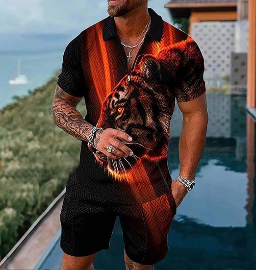 BIRW Mens Short Sets 2 Piece Outfits Polo Shirt Fashion Summer Tracksuits Casual Set Short Sleeve and Shorts Set for Men