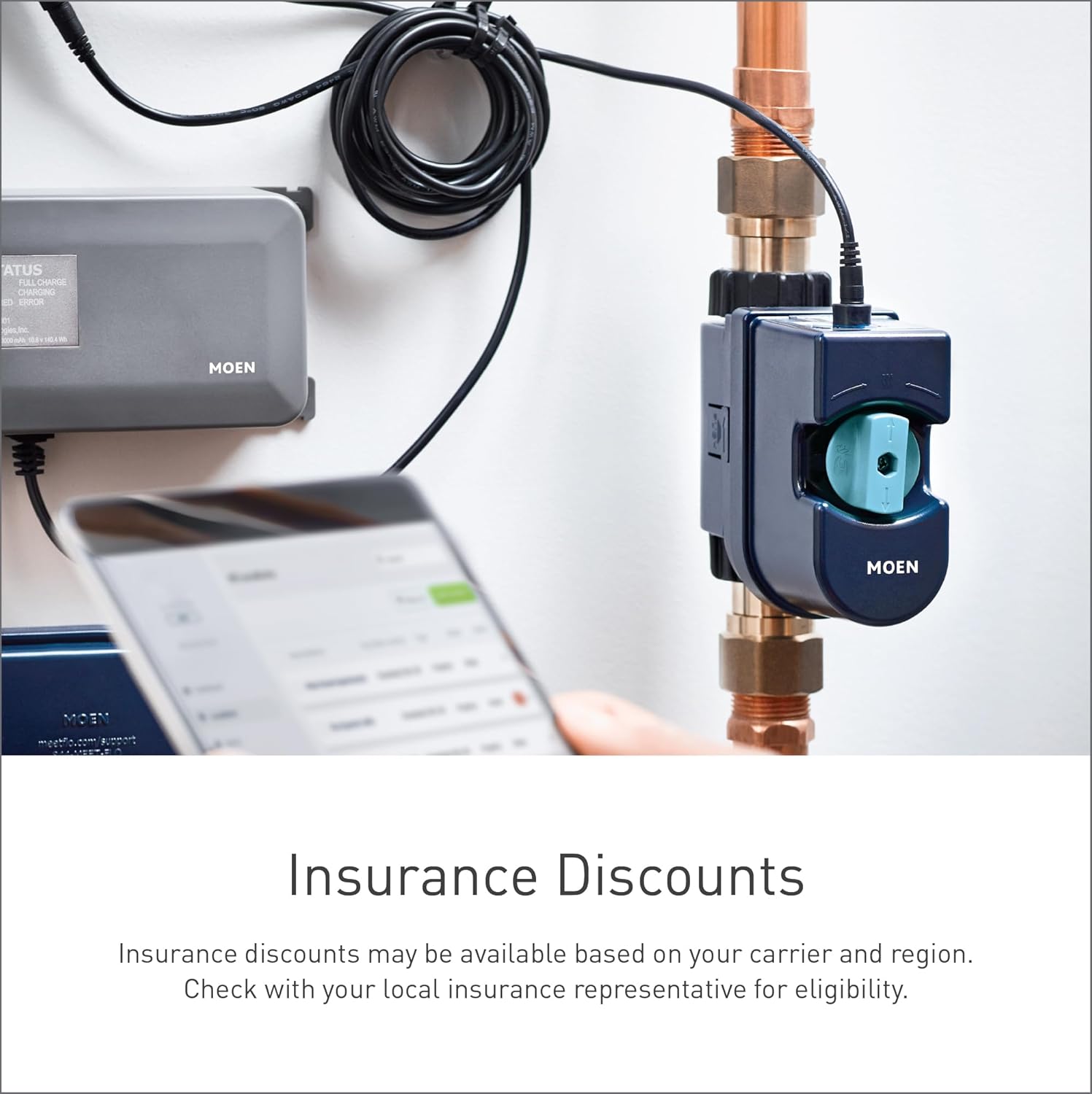 Moen 900-001 Flo Smart Water Monitor and Automatic Shutoff Sensor, Wi-Fi Water Leak Detector for 3/4-Inch Diameter Pipe