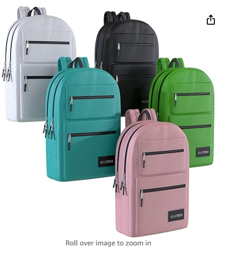 1000 Pack Bulk Backpacks, Wholesale 17-Inch Lightweight Bookbags for Kids, Adults, School, Classroom, Travel, Gym Supplies with 2 Large, 2 Small Pocket, Perfect for Events, Corporate Bundles, Mix