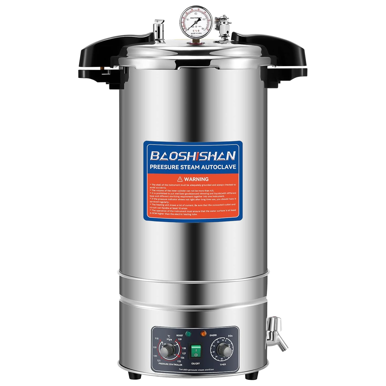 BAOSHIOSHAN 25 Quart Autoclave Automatic Stainless Steel Autoclave for Mushroom Growing, Jar and Equipment