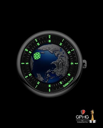 CIGA Design Mechanical Automatic Watch Blue Planet II Luminous Edition U Series Titanium Case Sapphire Crystal for Men and Women with Fluororubber Strap