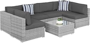 Outdoor Patio Furniture Sets Rattan Sectional Sofa for Small Spaces 7 Pieces Outdoor Patio Porch Furniture Sets