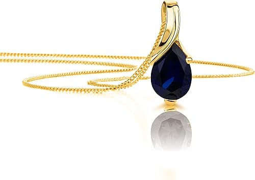 14K Gold Necklace for Women in 14K Yellow Gold/White Gold 585 with Ruby/Sapphire/Emerald/Topaz/Amethyst Gemstone/Birthstone Pendant Necklace and Gold Chain 17.7 ″ Long - Women's Jewelry