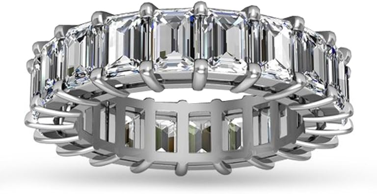 5.00 ct Emerald Cut Diamond Eternity Wedding Band Ring in 14 kt White Gold