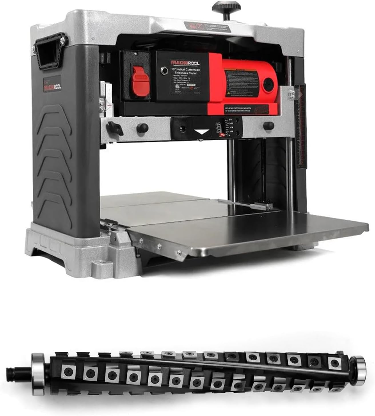 FindBuyTool 13" Benchtop Wood Thickness Planer with Helical Cutterhead, 120V 15-AMP 20000RPM Power Electric Motor Infeeding Worktable for Woodworking