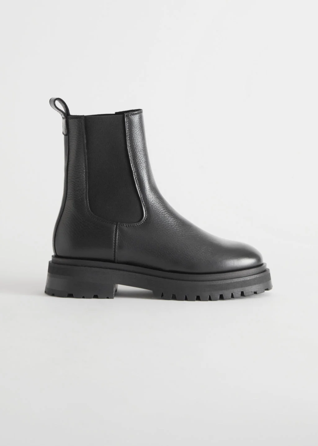 Lined Chunky Chelsea Leather Boots
