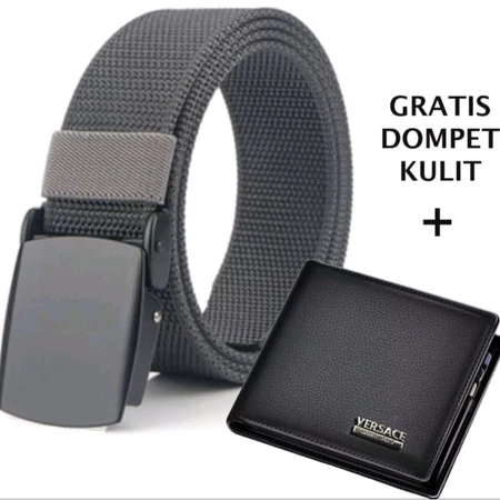 ikat pinggang pria BONUS DOMPET KULIT panjang 125cm gesper pria kerja dan Sekolah