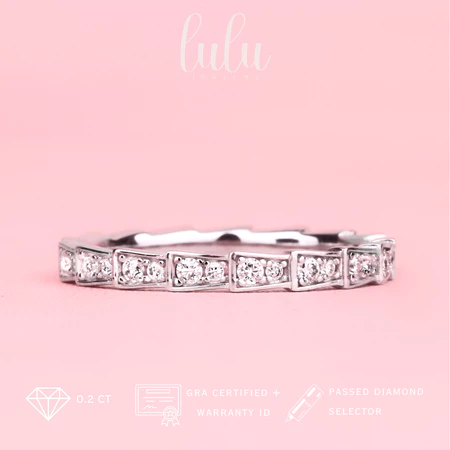 Lulu Moissanite Jewelry Lucia Listring Eternity Ring Lapis Emas 18K Sertifikat GRA