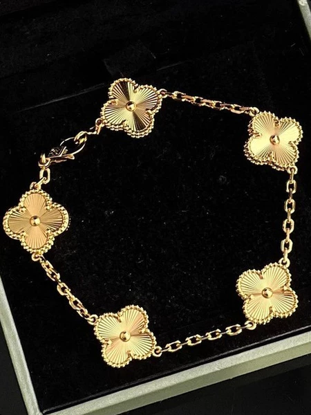 【Emas asli 18K/100%ORI】VCA VanCleefArpels Four-leaf Clover Bracelet Gold/VanCleef Gelang Wanita Emas Asli/Kalung Wanita/Rose