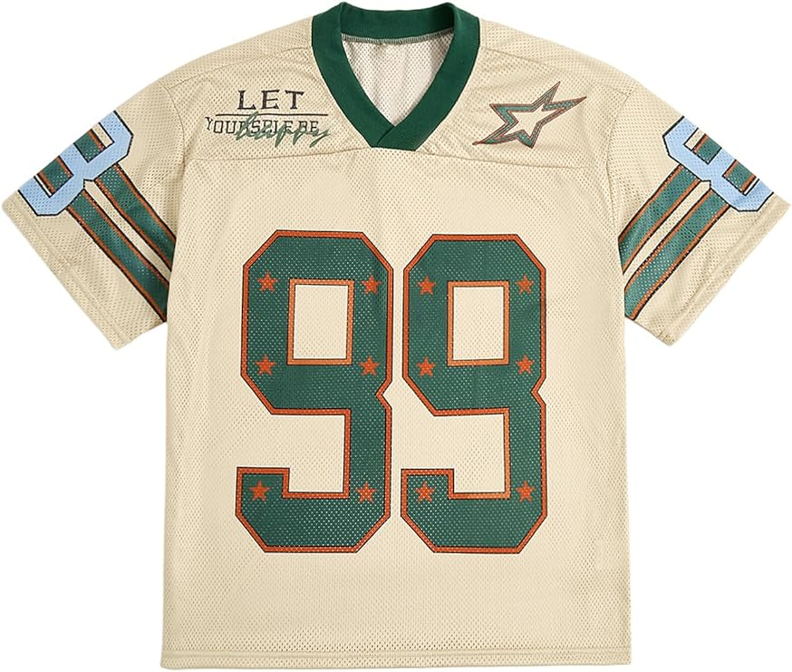 SOLY HUX Mens Jersey Y2k Baggy Shirts Graphic Tees Oversized V Neck Tshirts Summer Tops