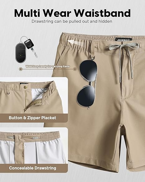 maamgic Men's 5/7 Inch Casual Classic Fit Shorts with Multi-Pocket Quick Dry Sports Shorts