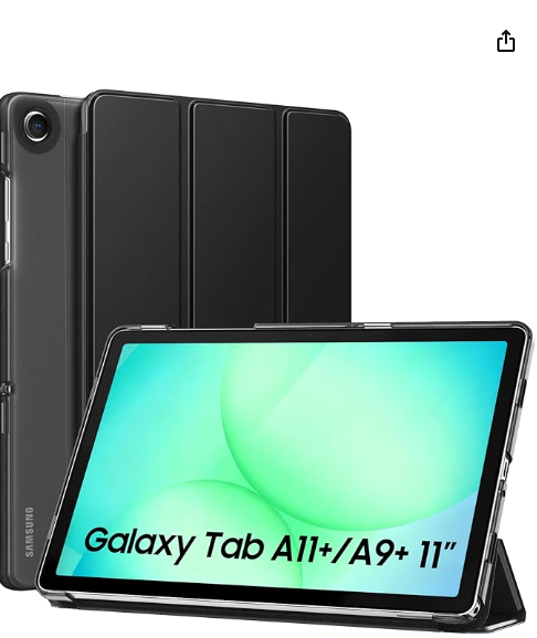 MoKo Case for Galaxy Tab A11+ Plus/A9+ 11-Inch 2025/2023, Slim Stand Protective Smart Cover with Hard PC Translucent Back Shell for Galaxy Tab A11+/A9 Plus Tablet, Auto Wake/Sleep, Black | 2023, Slim 