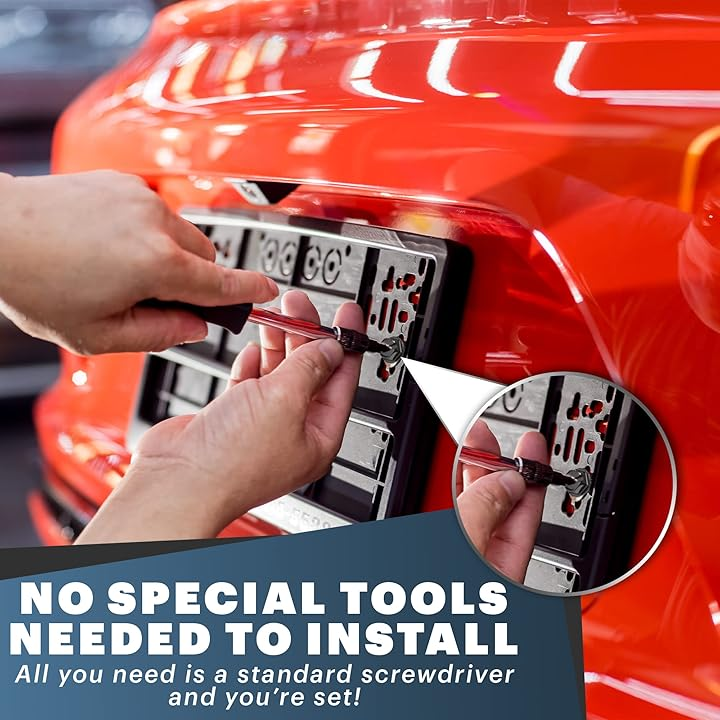 License Plate Screws with Rustproof Finish - License Plate Screw Kit for Front & Rear Plates - License Plate Bolts for Domestic Vehicles