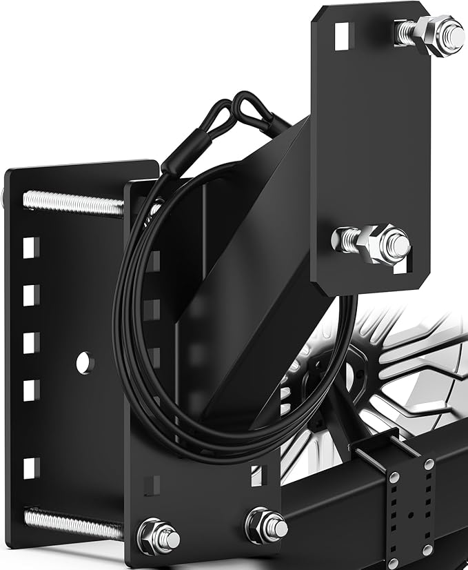 PAULINN Trailer Spare Tire Mount w/ Anti-Theft Rope, Universal Spare Tire Carrier Holder for Utility Trailer Boat, Fits 4 / 5 / 6 Lugs Wheels on 4", 4.5'', 4.75'', 5'' & 5.5'' Bolt Patterns, 150 LBS